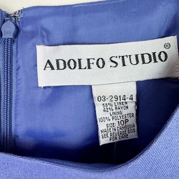 Adolfo Studios 90's Periwinkle Linen Blend Dress - Picture 3 of 7